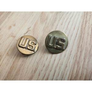 Vintage US Army Military Collar Brass Insignia Pins Lot of 2 – Uniform Buttons